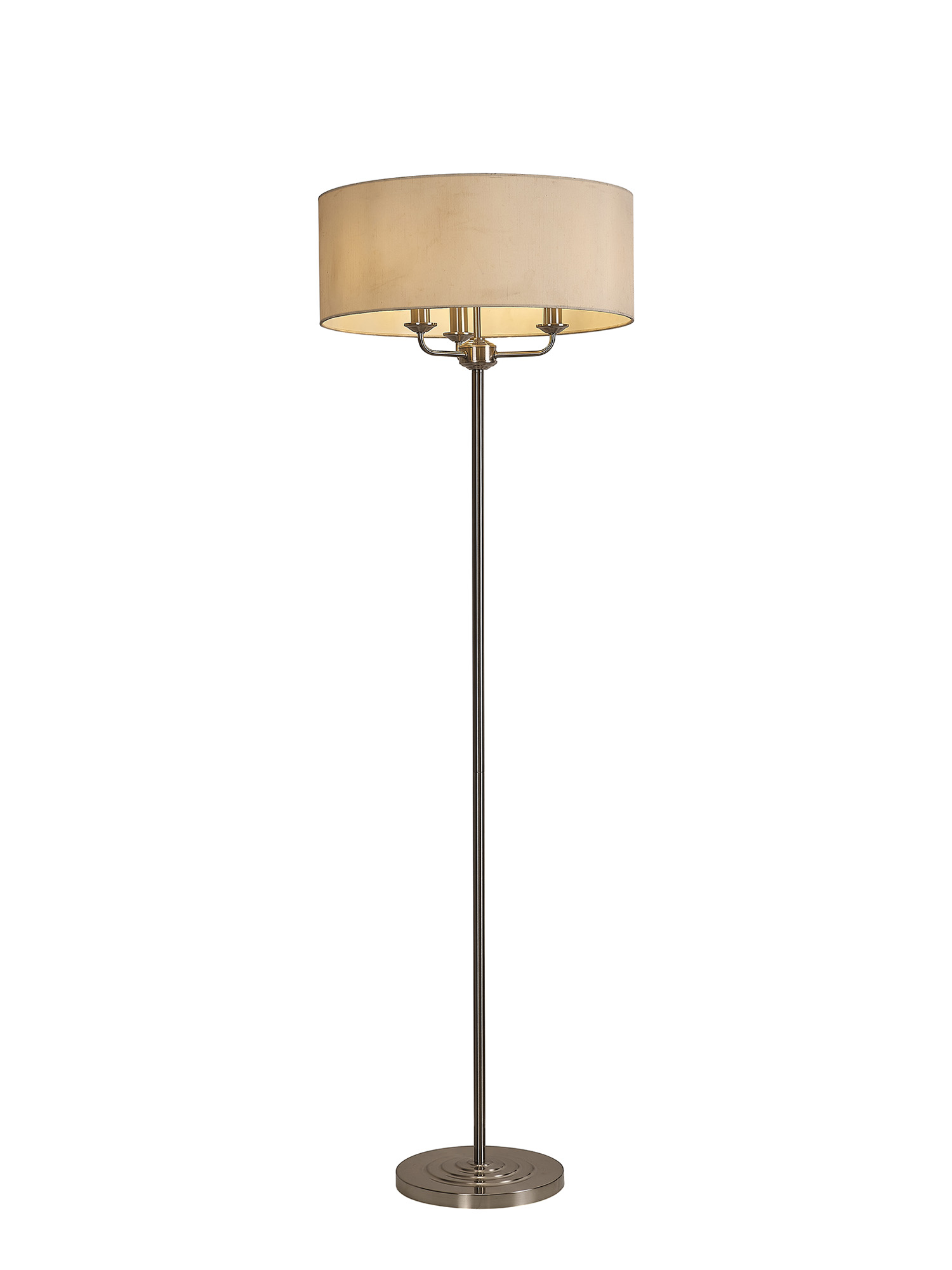 DK0935  Banyan 45cm 3 Light Floor Lamp Satin Nickel; Ivory Pearl